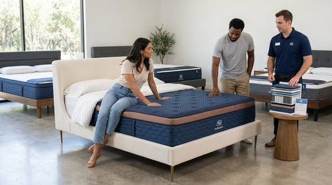 Brooklyn Bedding hybrid mattress showroom test for Houston shoppers