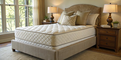 Medium firm hybrid mattress for back pain relief and proper spinal support.