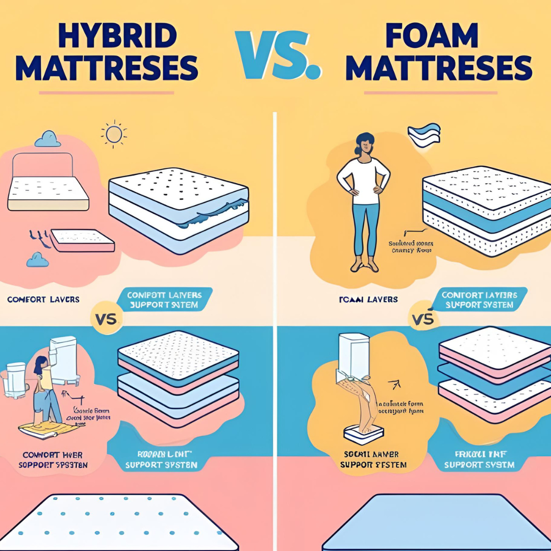 What Are the Major Differences Between Hybrid Mattresses vs Foam Mattresses?