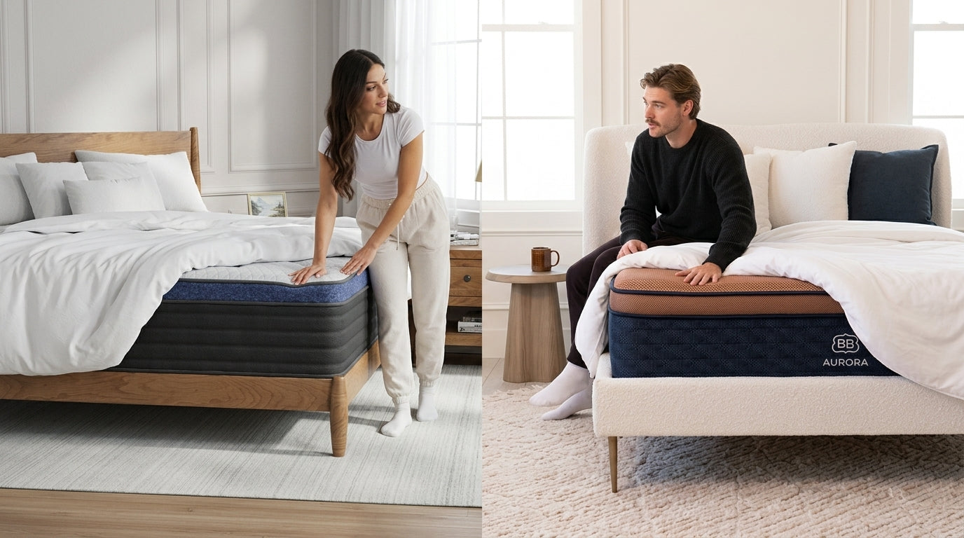 Helix Midnight Luxe and Brooklyn Bedding Aurora Luxe cooling hybrid mattress comparison