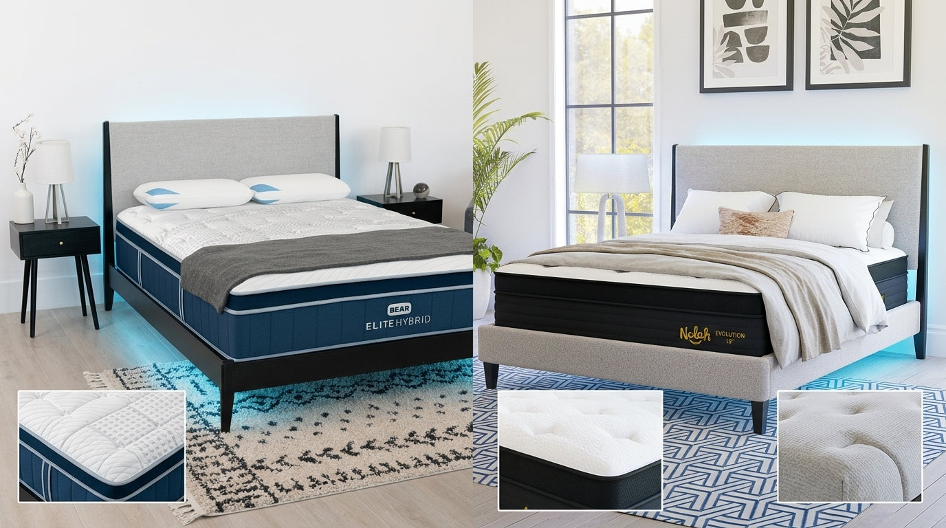 Bear Elite Hybrid and Nolah Evolution 15 cooling hybrid mattress comparison