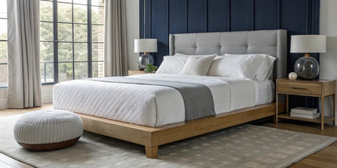 A guide to mattress firmness featuring a comfortable mattress on a modern bed.
