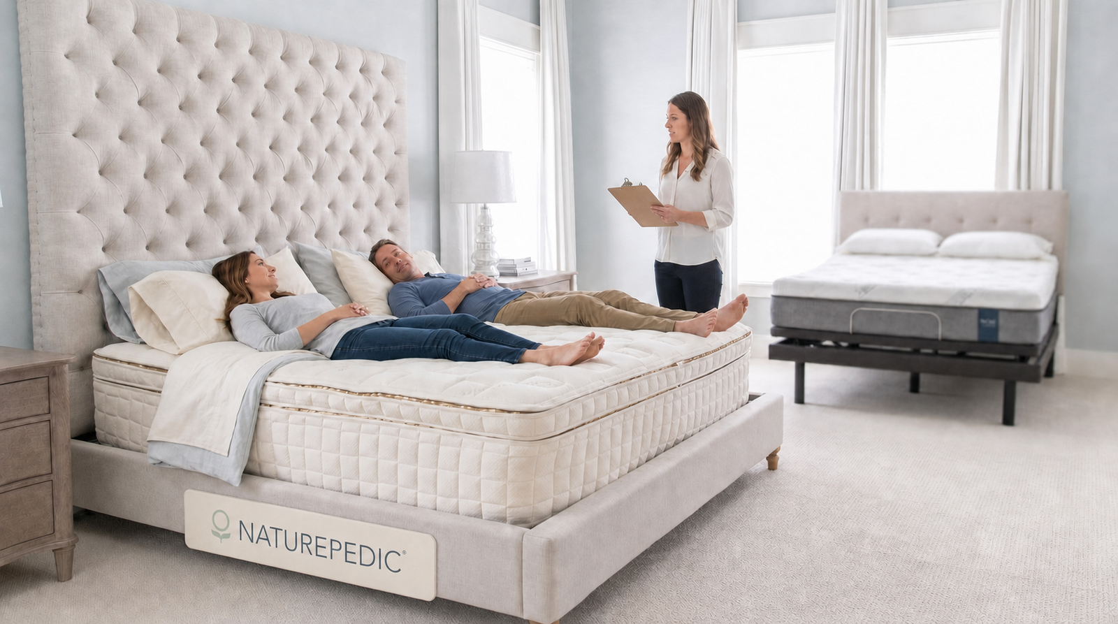 Best Mattress for Couples With Different Firmness Preferences featuring official Naturepedic branding