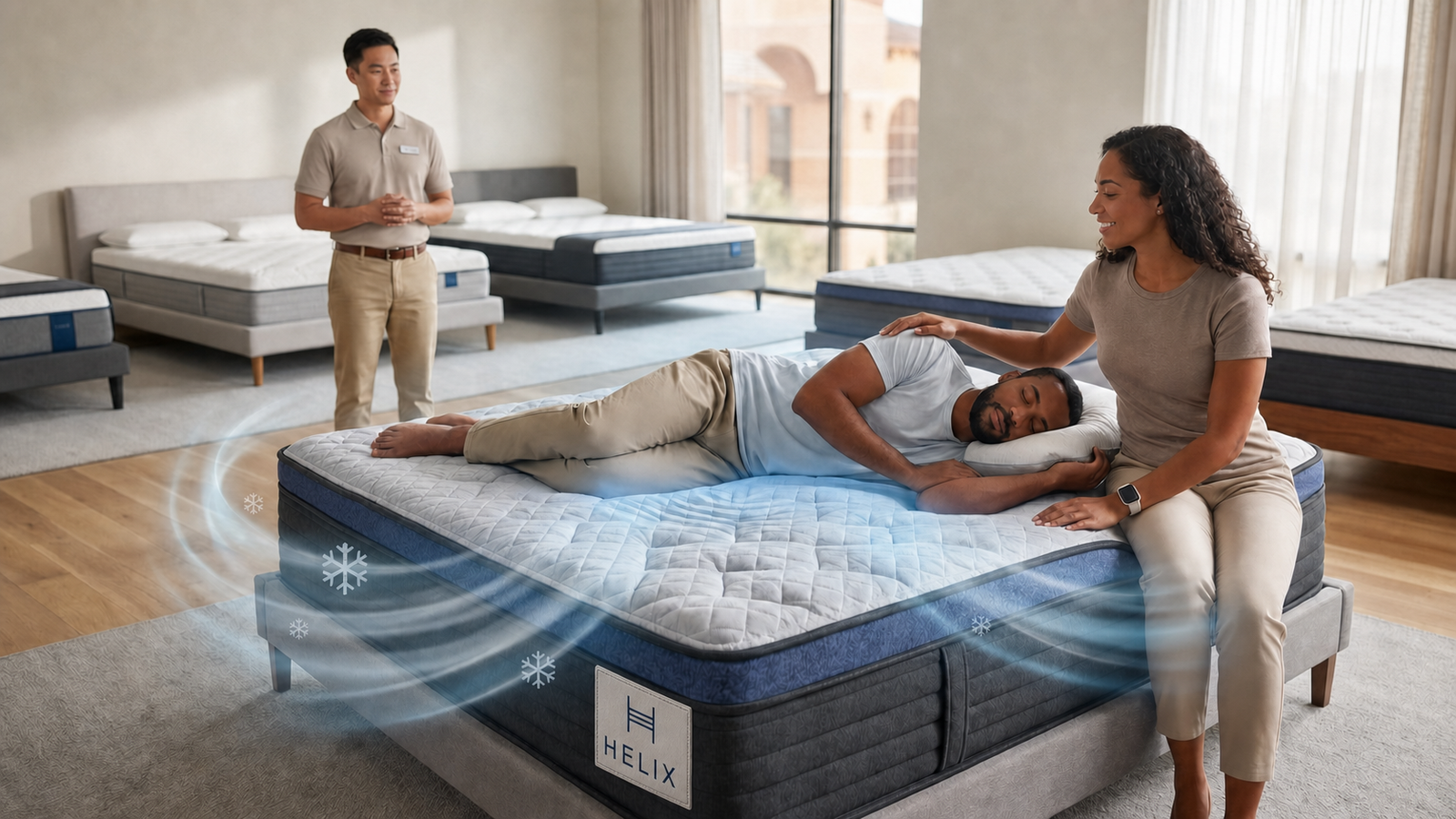 Helix Hybrid Mattress Near Cinco Ranch TX: Complete Showroom Buying Guide featuring official Helix branding