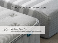 Close-up of the two cover choices on the medium-firm Leesa Original Hybrid mattress