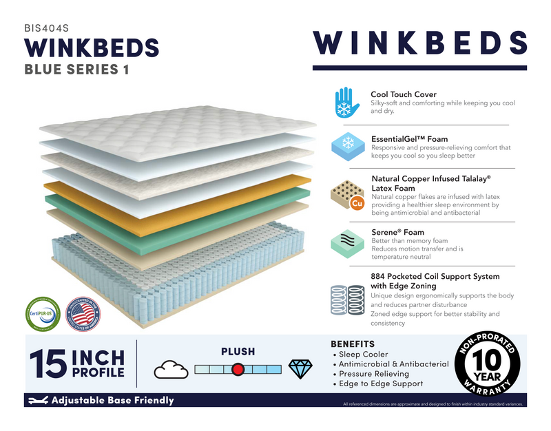 The WinkBed Blue Mattress - Mattress on Demand